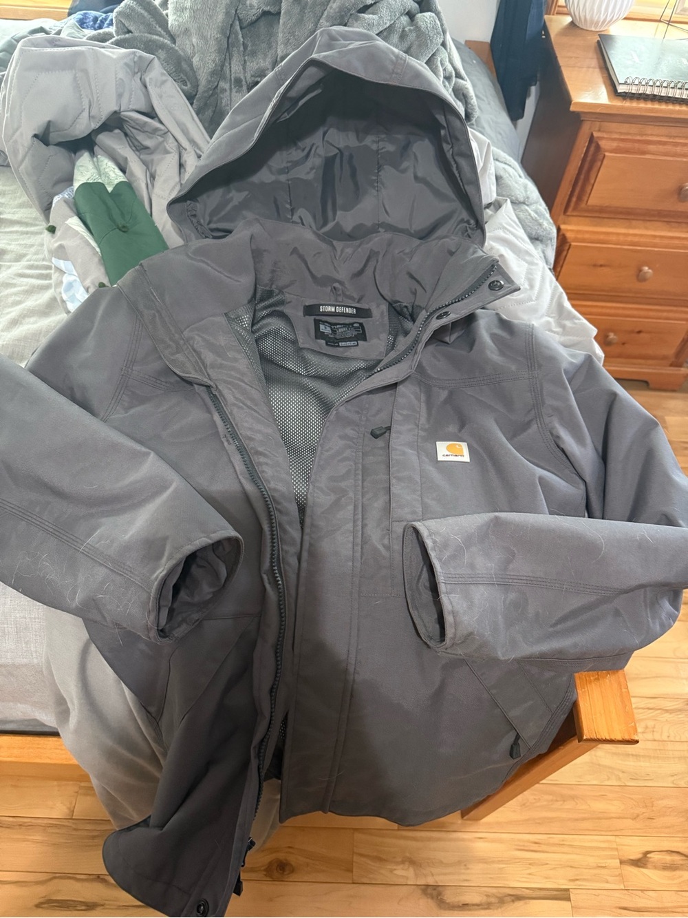 Carhartt Men's Dark Gray Hooded Work Raincoat